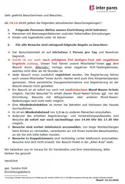 Besuchsregelung