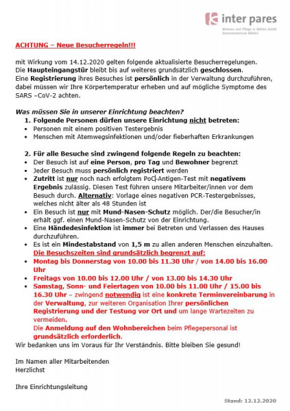 Besucherregelungen