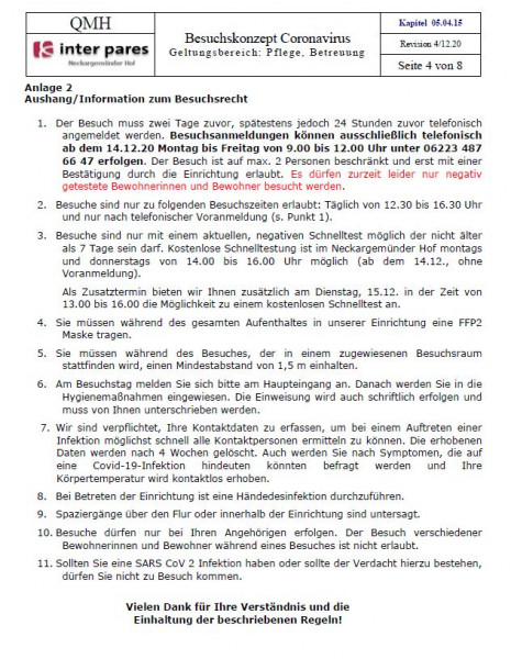 Besucherregelung