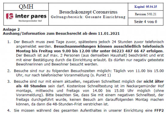 News_Besucherregelungen ab 11.01.2021