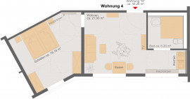 Wohnung 4, ca.45,26 m2;  M:1:75 © haid Architekten|Ingenieure